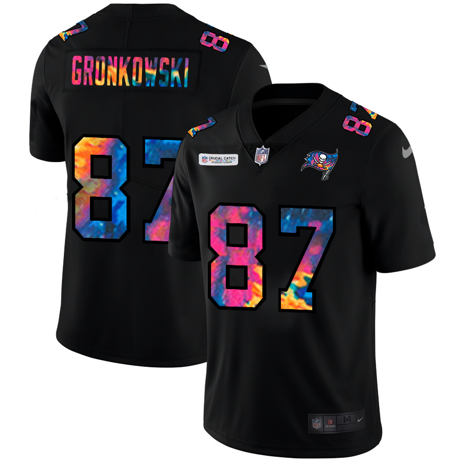 NFL Tampa Bay Buccaneers #87 Rob Gronkowski Men Nike MultiColor Black 2020 Crucial Catch Vapor Untouchable Limited Jersey->new england patriots->NFL Jersey
